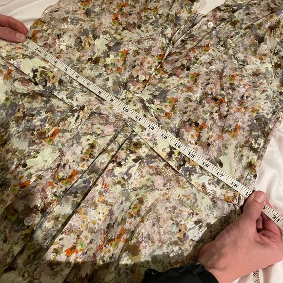 NWT Co Collections Button Front Shirtdress w/ Belt in Abstract Floral Jacquard, - Picture 4 of 7